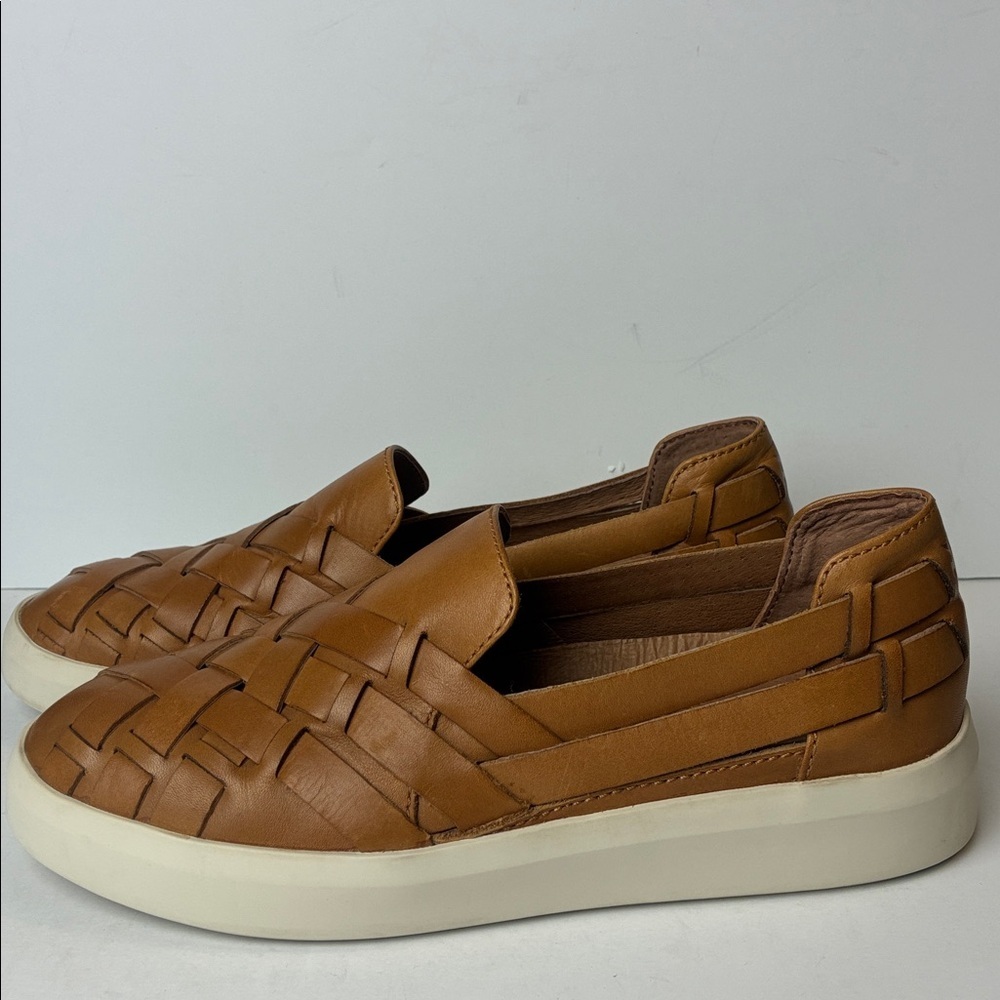 Frye Brea Huarache Woven Sneaker Slip On Loafer Tan Leather Weave Women Sz 7.5 - Picture 5 of 16